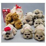 Lot of 8 Kennel Kuddlee Pups w/Doggy Bag
