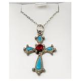 Necklace Sterling Silver & Cross Pendant