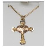 Necklace Sterling Silver & Heart Cross Pendant