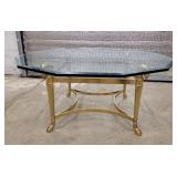 NICE Glass and Brass Table - 39.5 top x 17 tall