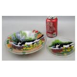 Art Glass Bowl & Plate - Cat