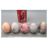 Lot of 5 Polished Stone Eggs,1 labeled "Enesco",1