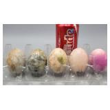 Lot of 5 Polished Stone Eggs,2 labeled Italian, 1