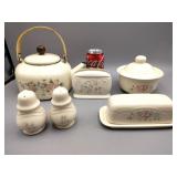 Pfaltzgraff Lot Butter Dish - S&P Shakers -
