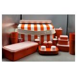 Vintage Tupperware Orange Stripe Picnic Cooler Set