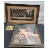 Framed Last Supper 27" ï¿½ 17"  Angel 22" ï¿½ 18" &