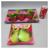 Art Glass Plates Fruit Design