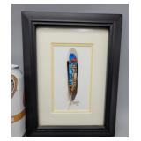 2006 Feather Framed Art Signed 6.5"ï¿½8.5"