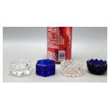 Salt Cellars Blue & Clear Glass