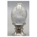 Sweeden Lead Crystal Etched Egg on Stand-