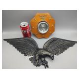 Thermometer & Aluminum Wall Hanging Eagle 23"