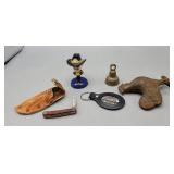 Brass Bell, Menards Keychain, Pocket Knife & More
