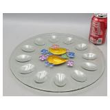 Deviled Egg Glass Platter w/Chicks