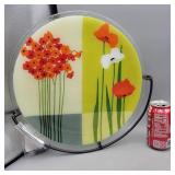 Decorative Glass Plate w/Metal Wall Stand