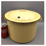 Brown & Yellow Enamelware Pot - Has small holes