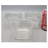 3 Glass Refrigerator Dishes, 2 with Lids