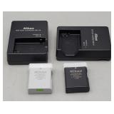 Pair of Nikon MH-24 Battery Chargers & 2 Batteries