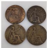 1912 1913 1918 1919 One Penny Coins