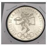 1968 Mexico 25 Pesos .720 Silver Olympics