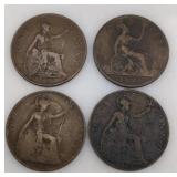 1894 1910 1915 1927 One Penny Coins
