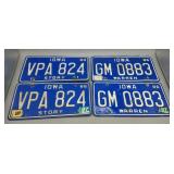 1986 Iowa License Plates Set