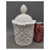 Milk Glass Canister 9"T