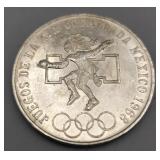 1968 Mexico 25 Pesos .720 Silver Olympics