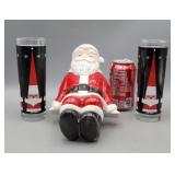 Shelf Sitting Santa & Drinking Glasses