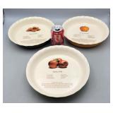 Pie Dishes 10" Diam.  w/ Recipes Pumpkin, Apple,