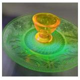 Uranium Glass Dish and Egg Cup