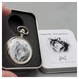 Al Agnew Pocket Watch Wolf & Box