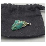 Light Blue Geode Slice Pendant & Jewelry Bag