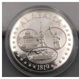 Alabama Sterling Silver Dollar Coin