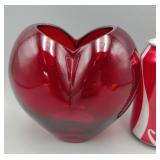 Ruby Red Heart Vase 6" T