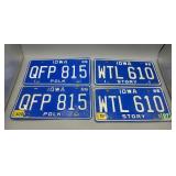 2 Sets Iowa License Plates 1986