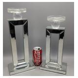 Candle Holders Mirrored 15" & 13"