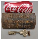 Chicago Watchclock Station Key Holder Cast Iron
