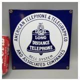 Telephone Porcelain Sign 8"x8"