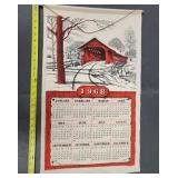 1968 Calendar Fabric Wall Hanging, 27 1/2"