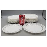 Milk Glass Plates  7.25" & 8.25" Open  Lace Design
