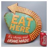 Metal Sign 16" X15" "Eat Here"