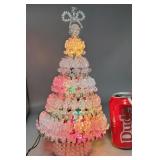 Light up safety pin Christmas Tree decor, 12" tall