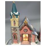 Porcelain lighted Christmas village building,