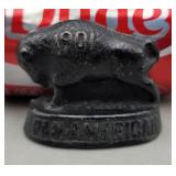 Cast iron,1901 Pan American Bison paperweight