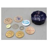 Trinket Box Japan & Medallions, Pins etc.