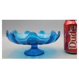 Mid-Century Blue Glass Compote