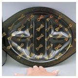 MId-Century Smoked Glass Serving Tray Divided