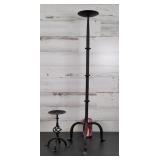 Heavy Candle Holder 30" H & Small Candle Holder