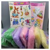 Easter decor,(2) sheets window clings,(7) bags of