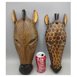 Zebra & Giraffe Wood Masks
